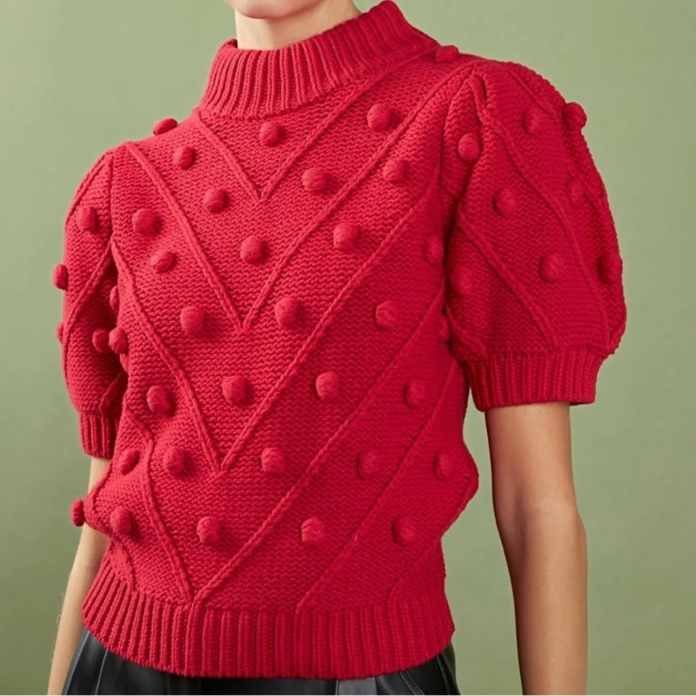 English Factory Turtleneck Sweater with Pom-Poms. NWT Size Large.